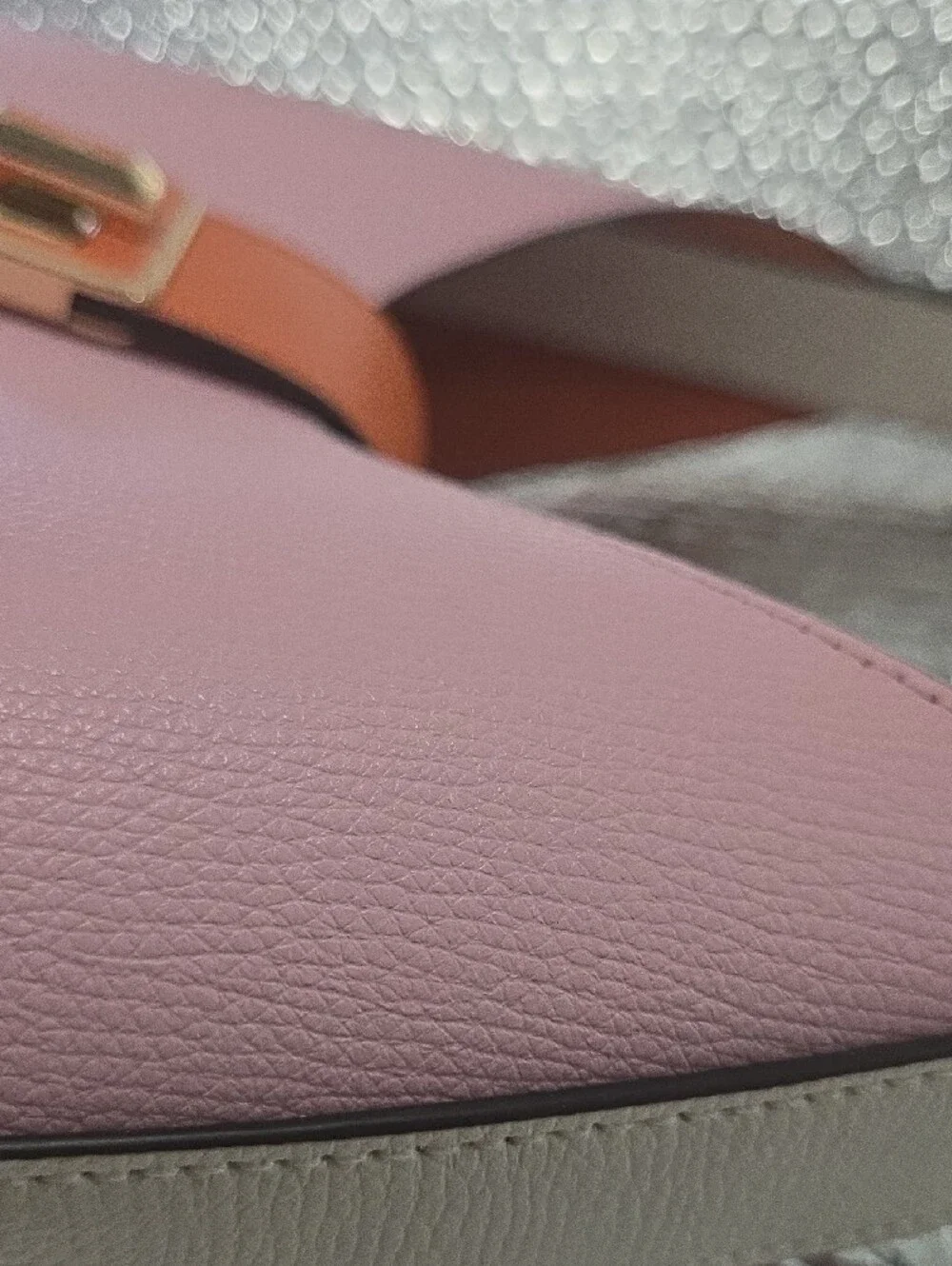Kate Spade  Pink Leather Shoulder Bag with Orange/ Off White Accent